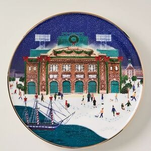 Anthropologie Holiday in the City Stoneware Dessert Plate Boston 2025